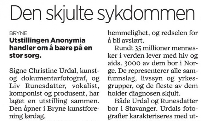 Review ANONYMIA, Stavanger Aftenblad 