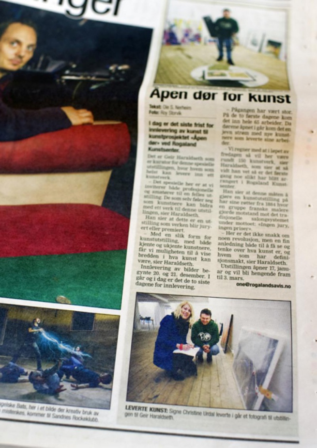 Åpen dør for Kunst, Rogalands Avis PULS, 11.01.2013