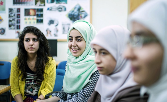 Art students from An-Najah University of Fine Art in Nablus involved with in the workshop